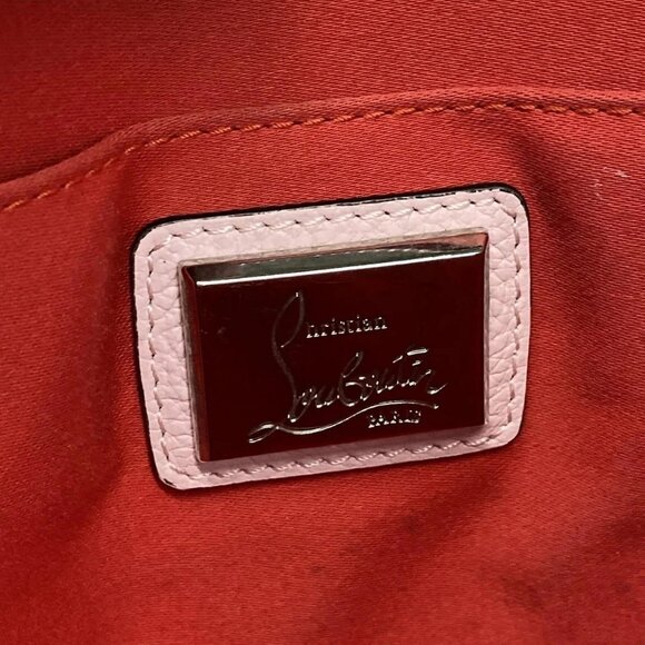 Auth CHRISTIAN LOUBOUTIN Loubi Clutch Pink Leather Clutch Bag - Picture 12 of 15